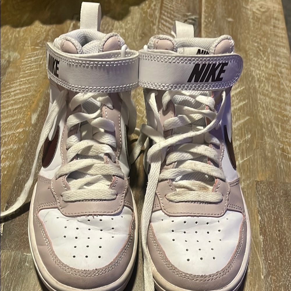 Nike Kids High-Top Sneakers - Pink and White